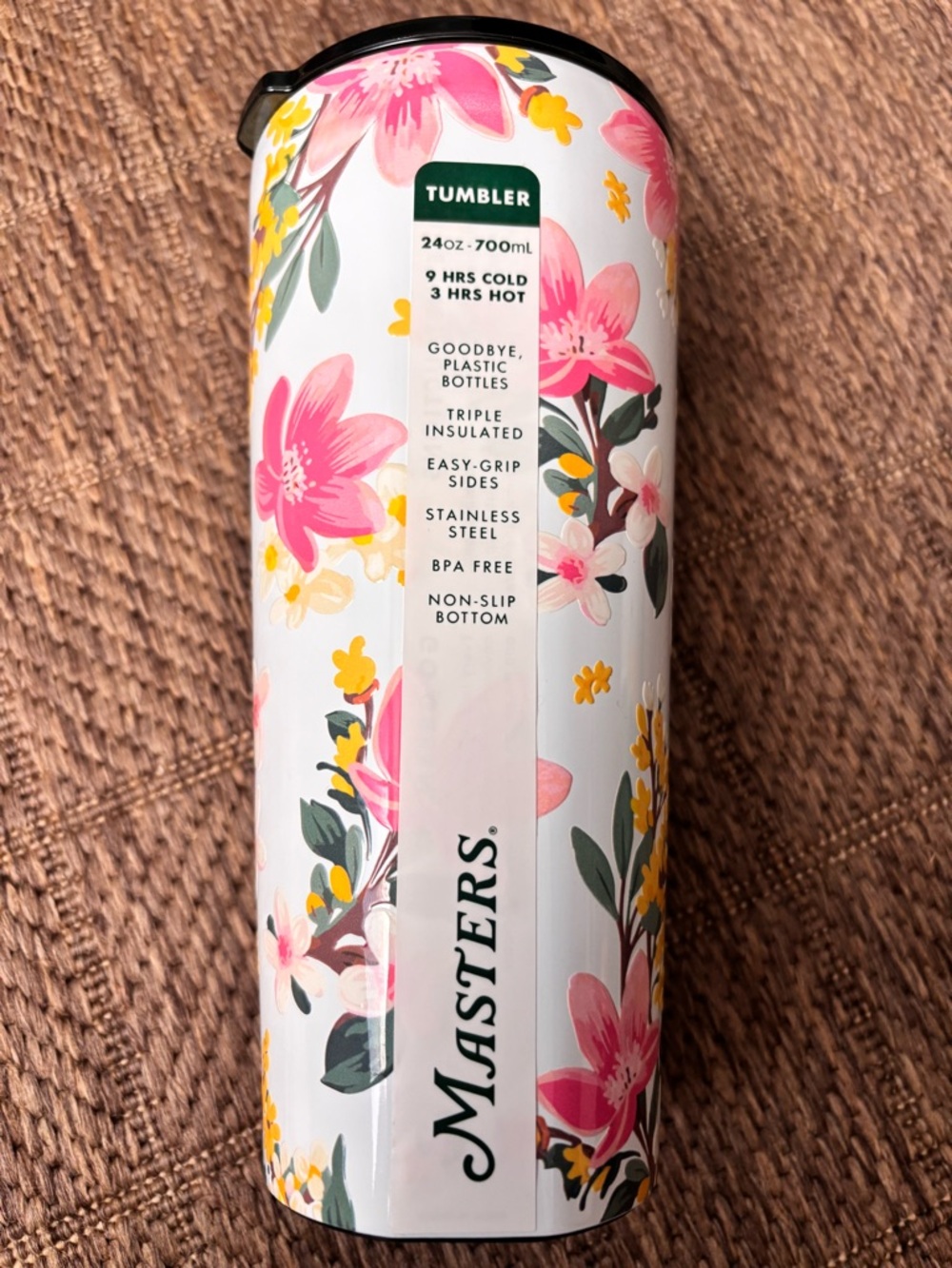 Masters 2026 - New! Floral Insulated Tumbler with Dark Green Lid